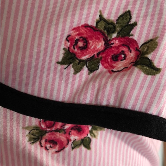 Pink pin striped floral off the shoulder top - Picture 6 of 7